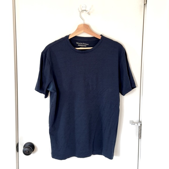 Wool & Prince Signature Crewneck Tee Shirt- Wool Nylon Blend- Large- Blue - Picture 1 of 3